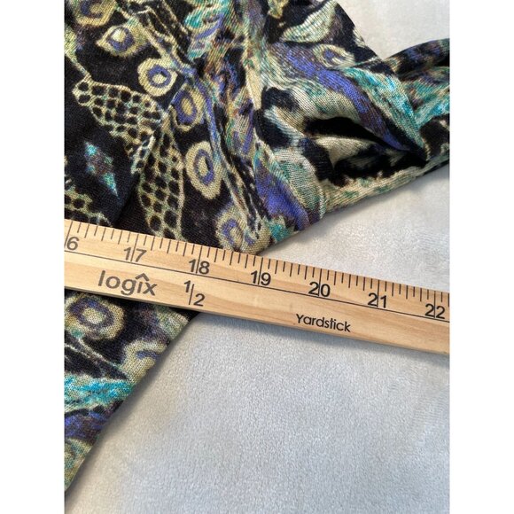 Nic &  & Zoe Abstract Print Long Sleeve V-Neck Top Size M Stretch Knit Y2K - Picture 3 of 7